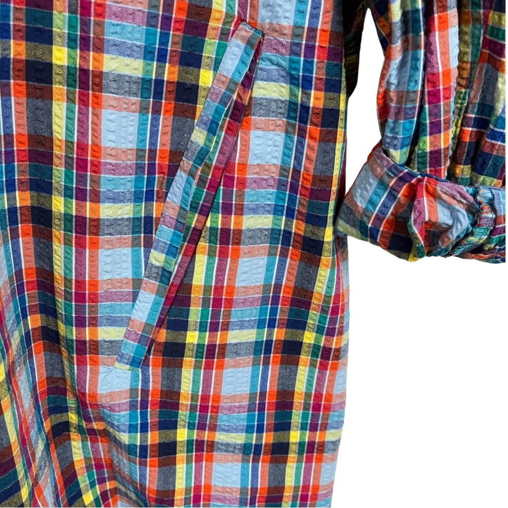 Urban Oufitters Slouchy Plaid Seersucker Shirt S Oversized Multicolored - Picture 7 of 13